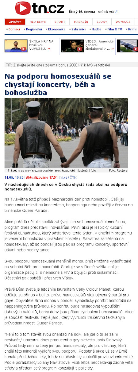 Na podporu homosexuálů se chystají koncerty, běh a bohoslužba